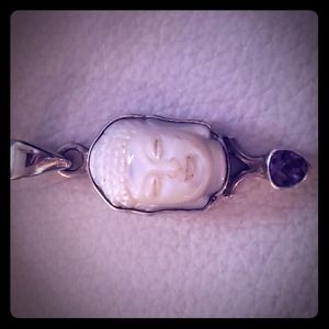Buddha fluorite white ivory budha silver pendent on hold ..for 48 hrs